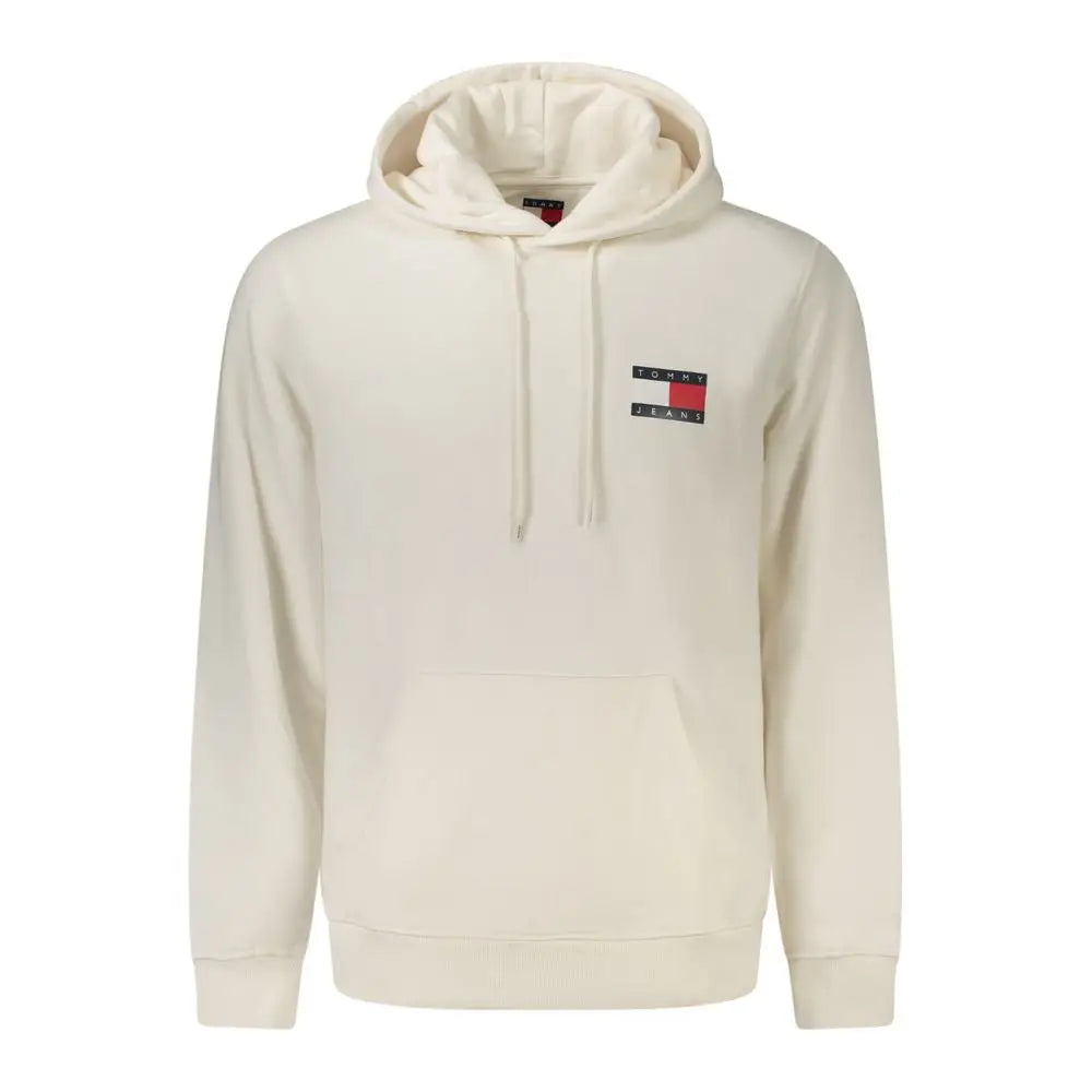 Sweat à capuche tommy hilfiger blanc en coton pour homme avec logo classique crème sur la poitrine