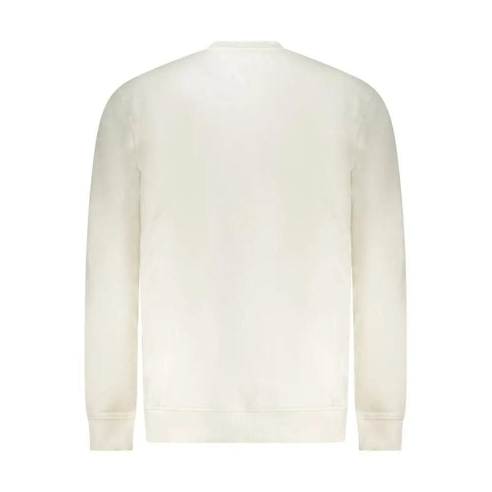 Sweatshirt tommy hilfiger blanc pour homme en coton crème à manches longues avec col rond et poignets côtelés