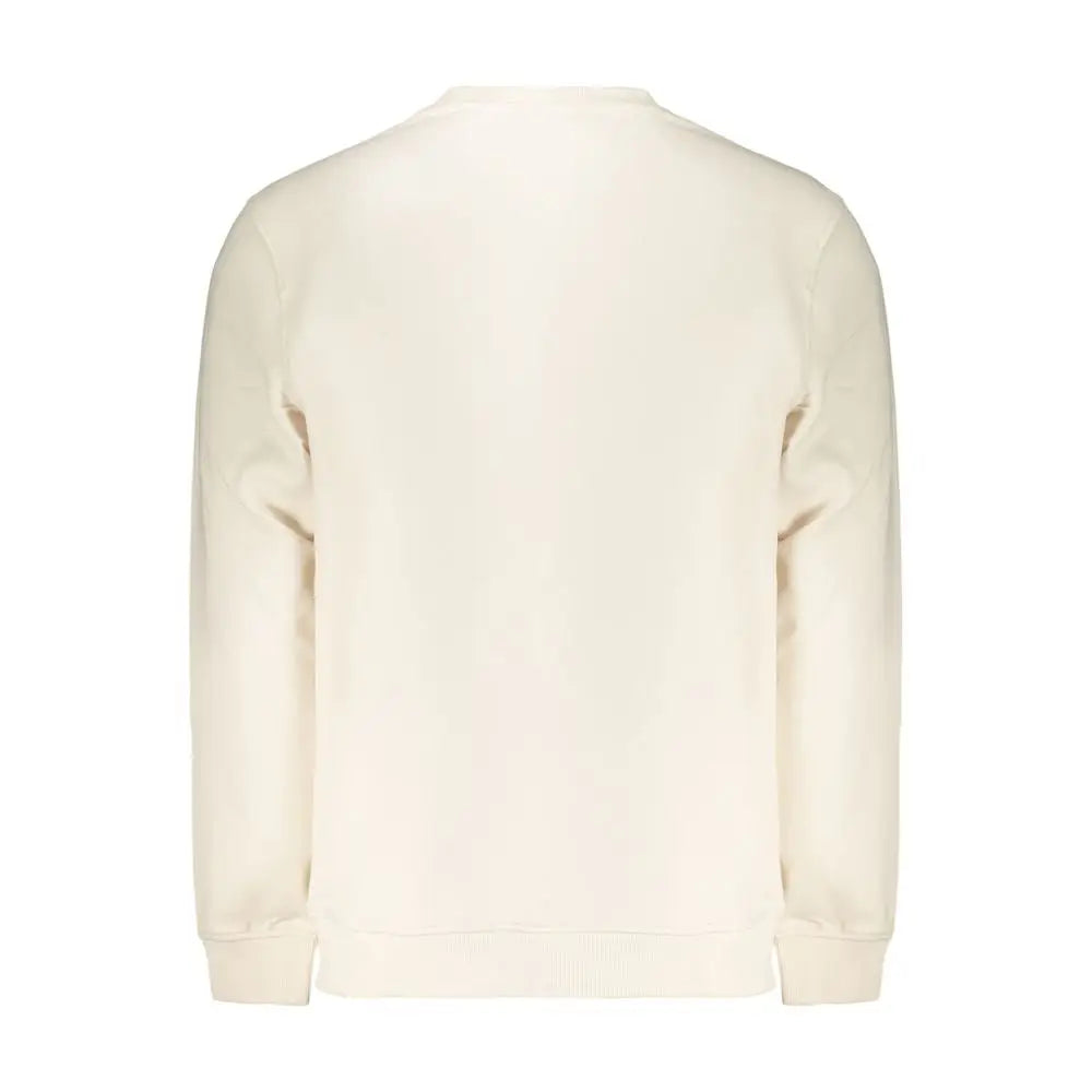 Sweatshirt homme tommy hilfiger blanc crème en coton avec col rond classique et manches longues côtelées