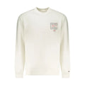 Sweatshirt tommy hilfiger blanc en coton pour homme avec patch logo rectangulaire sur la poitrine et étiquette au poignet