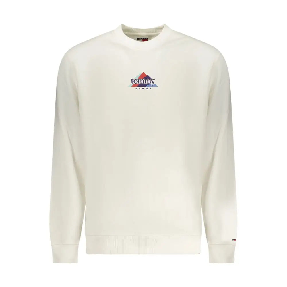 Sweatshirt tommy hilfiger blanc en coton pour homme avec logo triangulaire coloré sur la poitrine