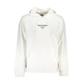 Tommy hilfiger sweatshirt homme blanc en coton avec capuche logo brodé noir et embleme drapeau rouge blanc bleu