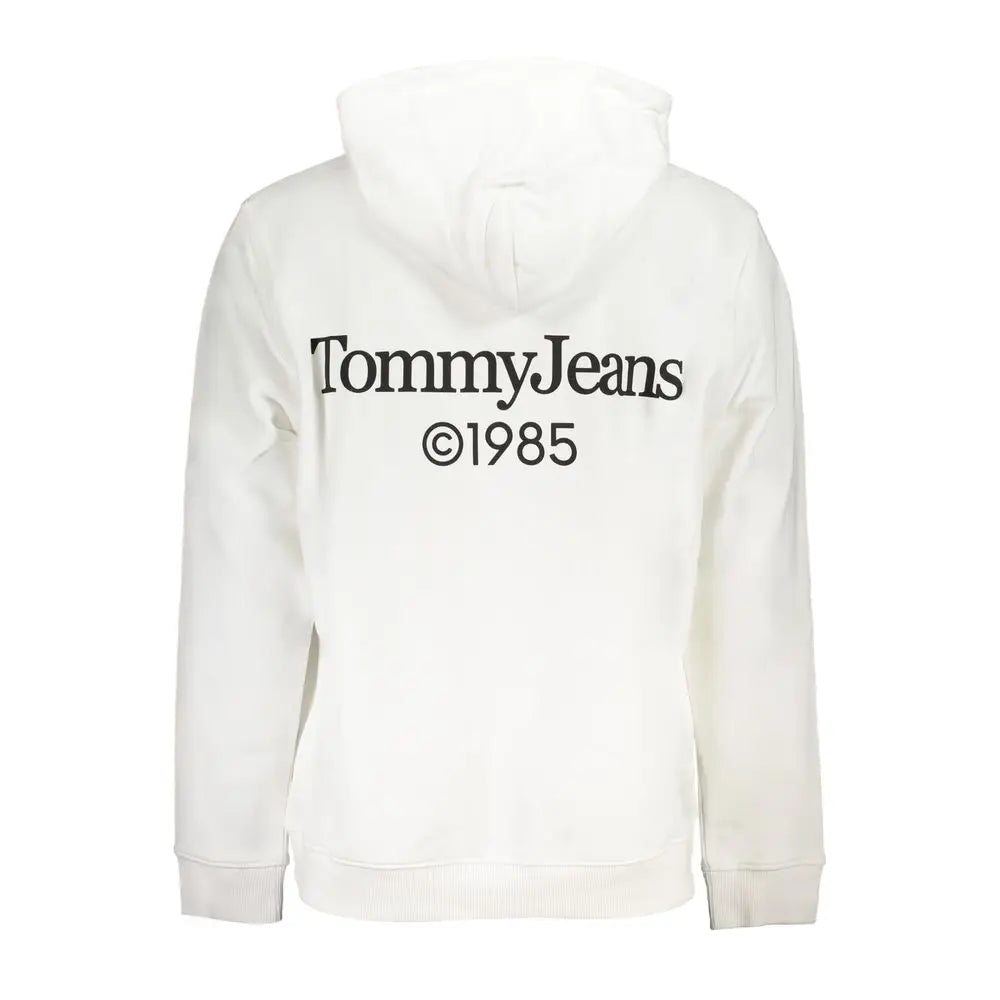 Sweat à capuche blanc pour homme en coton tommy hilfiger avec logo noir tommyjeans 1985 imprimé au dos
