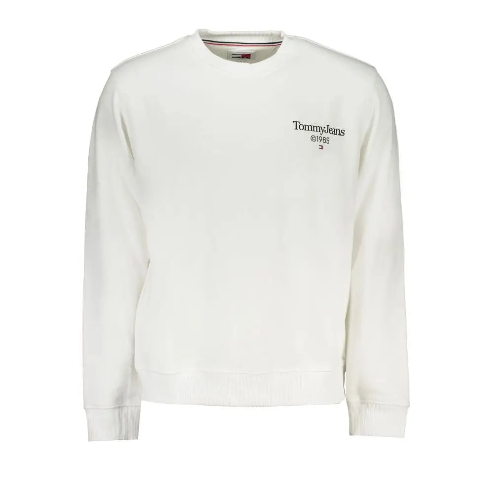 Sweatshirt tommy hilfiger blanc en coton pour homme avec logo noir brodé et texte 1985 sur la poitrine