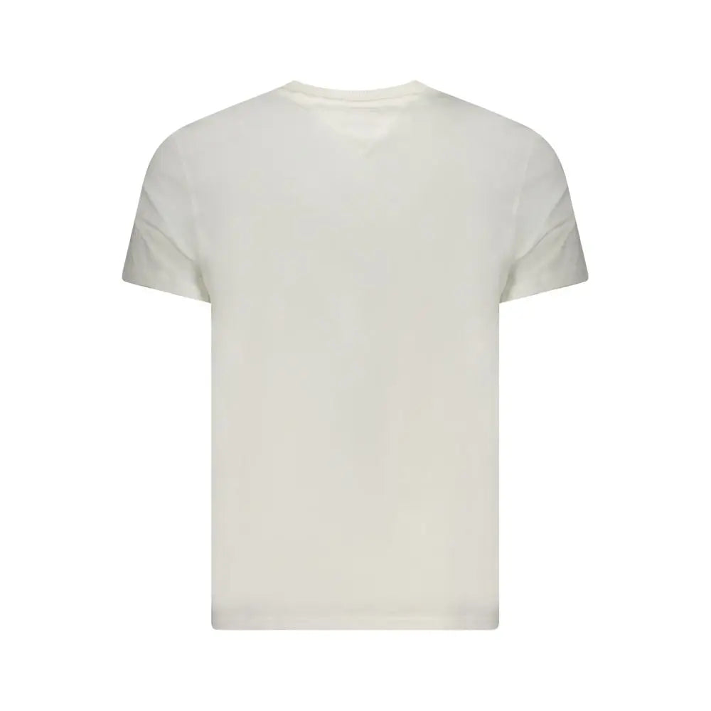 T-shirt homme tommy hilfiger en coton blanc crème manches courtes col rond simple