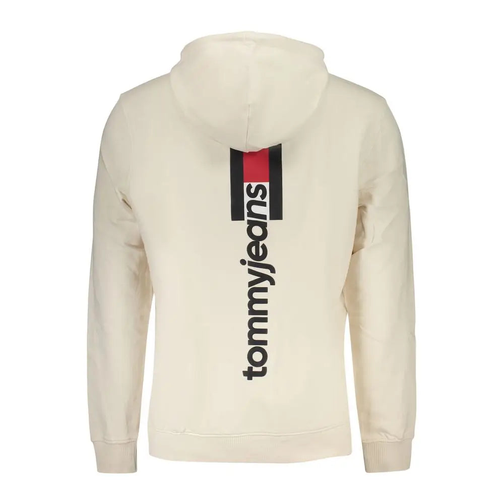 Sweat à capuche tommy hilfiger blanc en coton avec logo vertical audacieux à rayures noires rouges et blanches