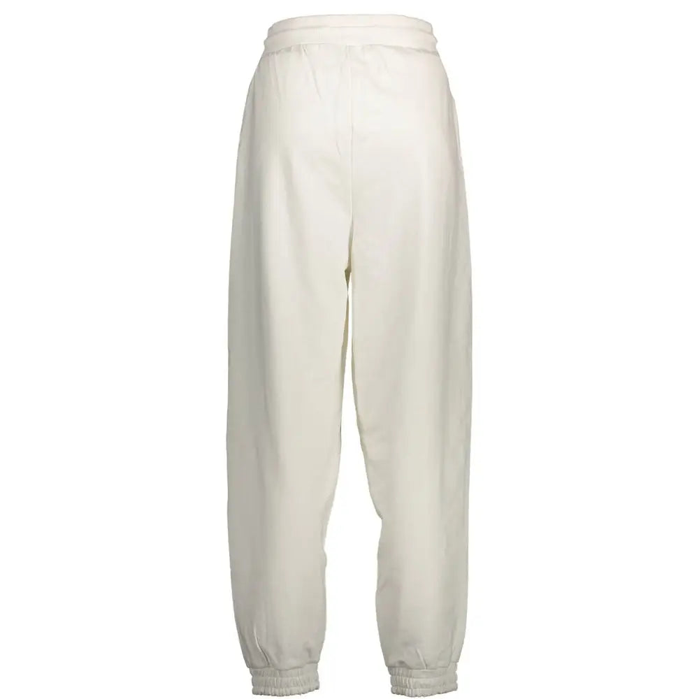 Pantalon de jogging blanc crème taille haute tommy hilfiger en coton doux avec poignets élastiques