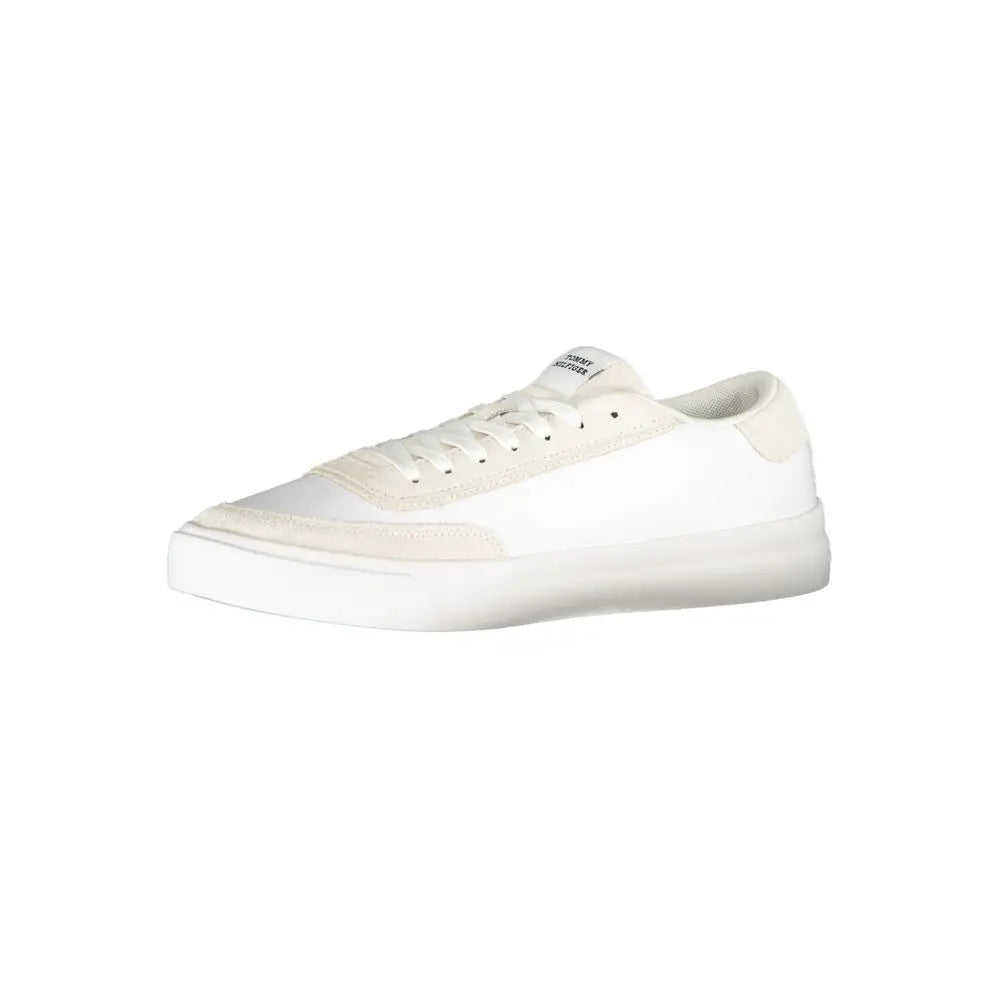 Baskets basses blanches en cuir pour hommes tommy hilfiger avec design minimaliste et accents ivoire subtils