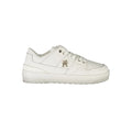 Baskets femmes tommy hilfiger en cuir blanc avec logo doré ton sur ton sur le côté