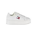 Baskets plateforme tommy hilfiger femme en cuir blanc avec design minimaliste et logo drapeau iconique sur le côté