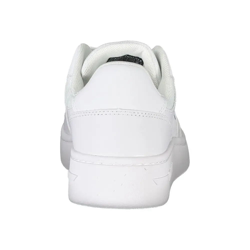 Baskets basses blanches en cuir tommy hilfiger pour femme avec semelle épaisse et design minimaliste épuré