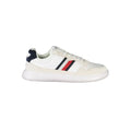 Sneaker homme tommy hilfiger blanc en polyurethane avec accents rayés bleu marine et rouge et semelle en caoutchouc blanc