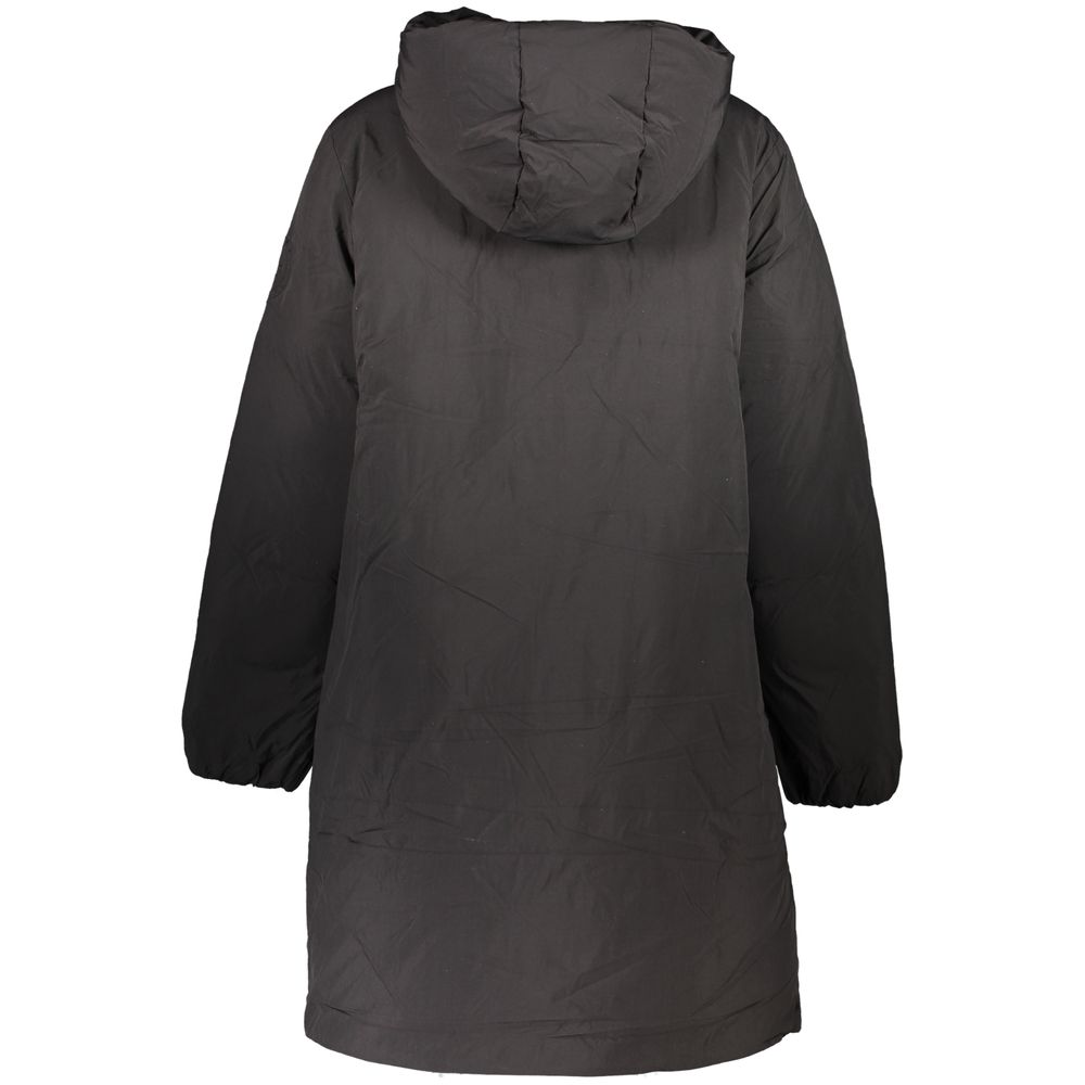 Veste pour femme Tommy Hilfiger en polyester noir, style décontracté avec fermeture éclair et col montant.