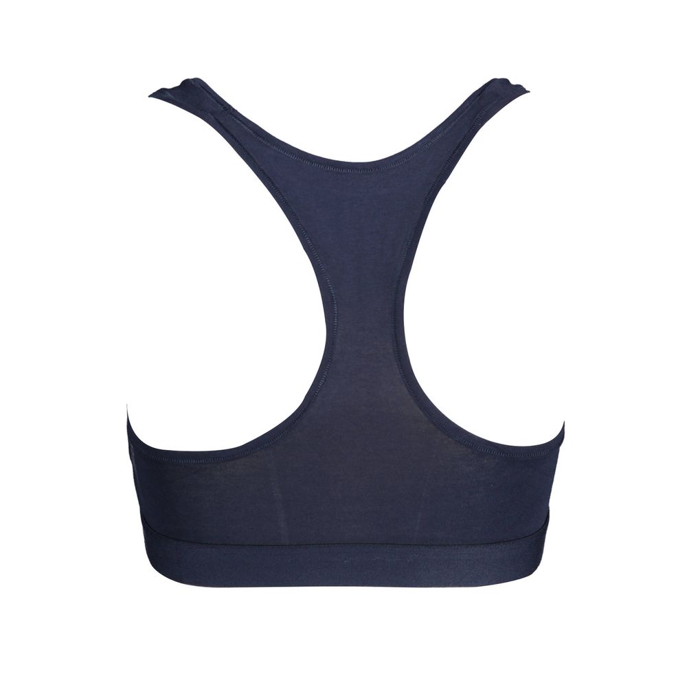 Top de sport pour femmes Tommy Hilfiger en coton bleu, soutien-gorge de sport confortable et adapté à l'activité physique.