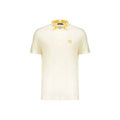Polo versace bicolor en coton couleur crème avec broderie tête de méduse dorée sur col et poitrine