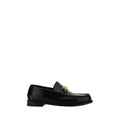 Versace noir mocassin en cuir de veau avec boucle mors dorée bos taurus slip on pour homme