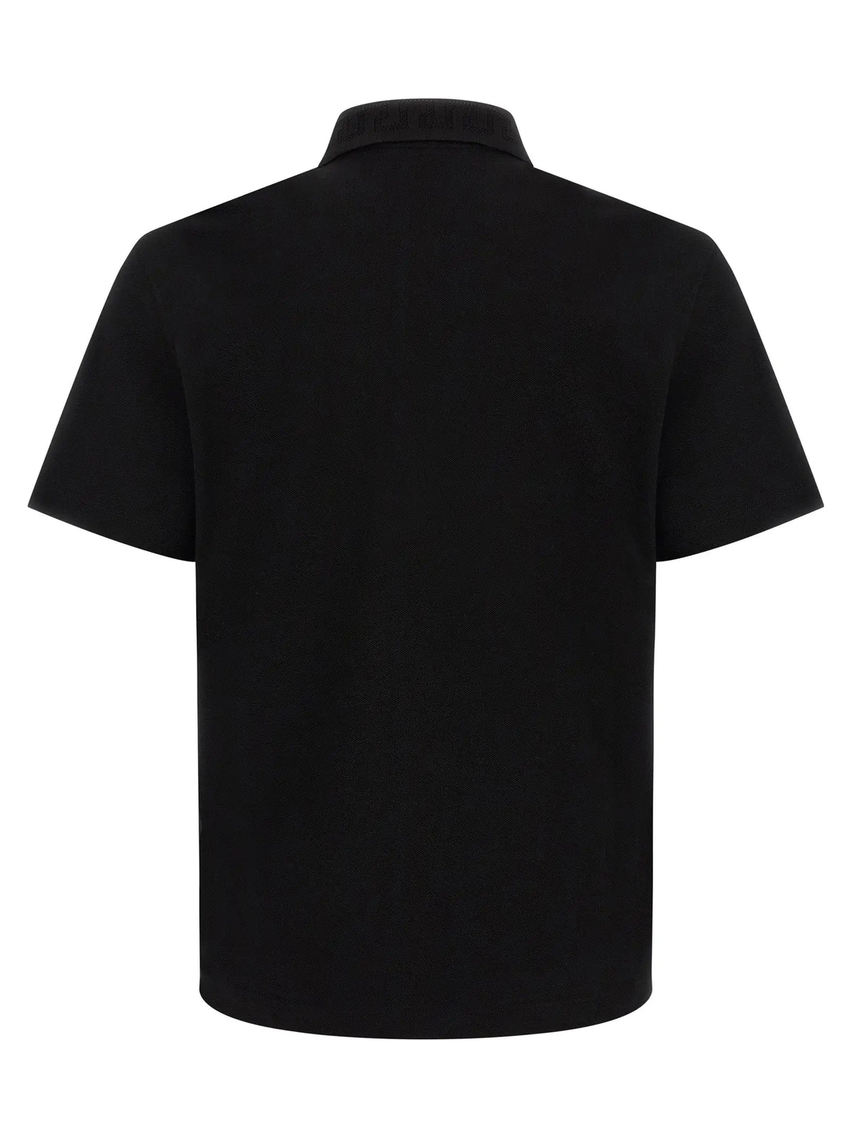 Polo noir versace en coton avec col classique et manches courtes design uni