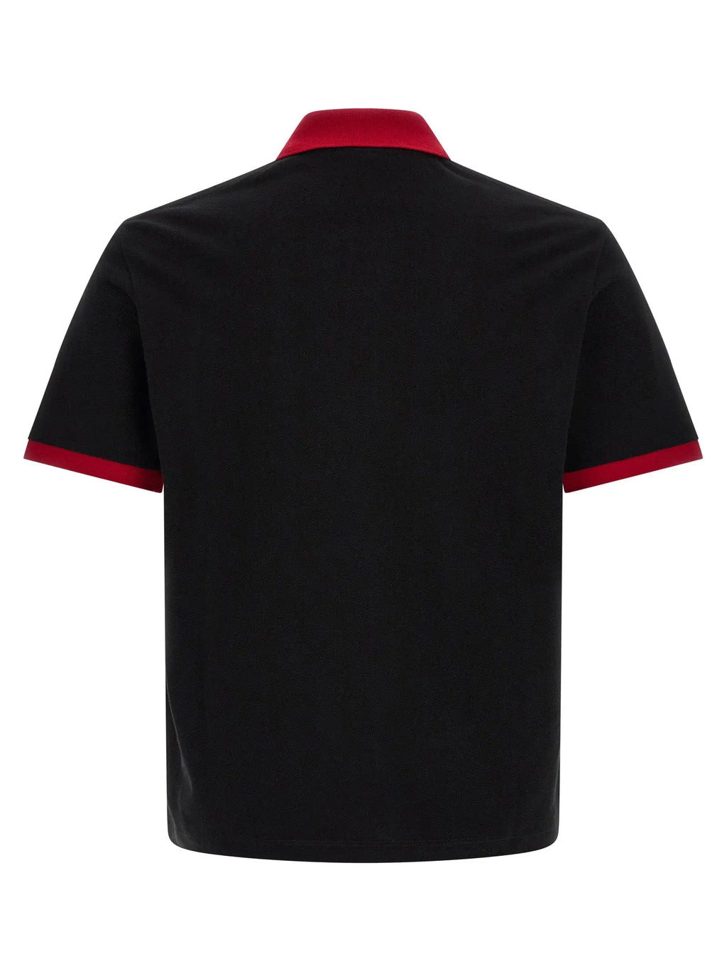 Polo versace noir en coton avec col et manches rouges manches courtes pour un style décontracté