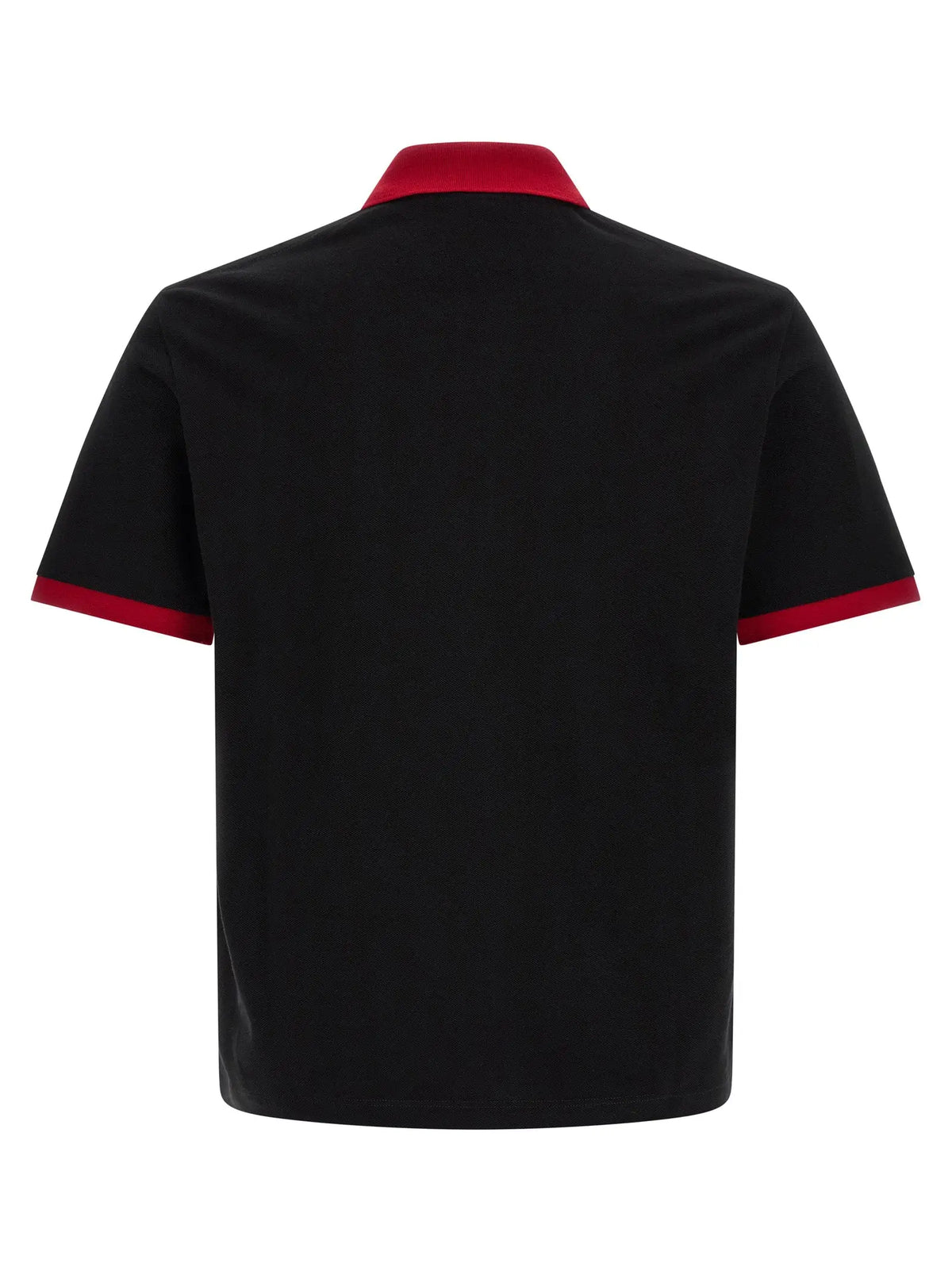 Polo versace noir en coton avec col et manches rouges manches courtes pour un style décontracté