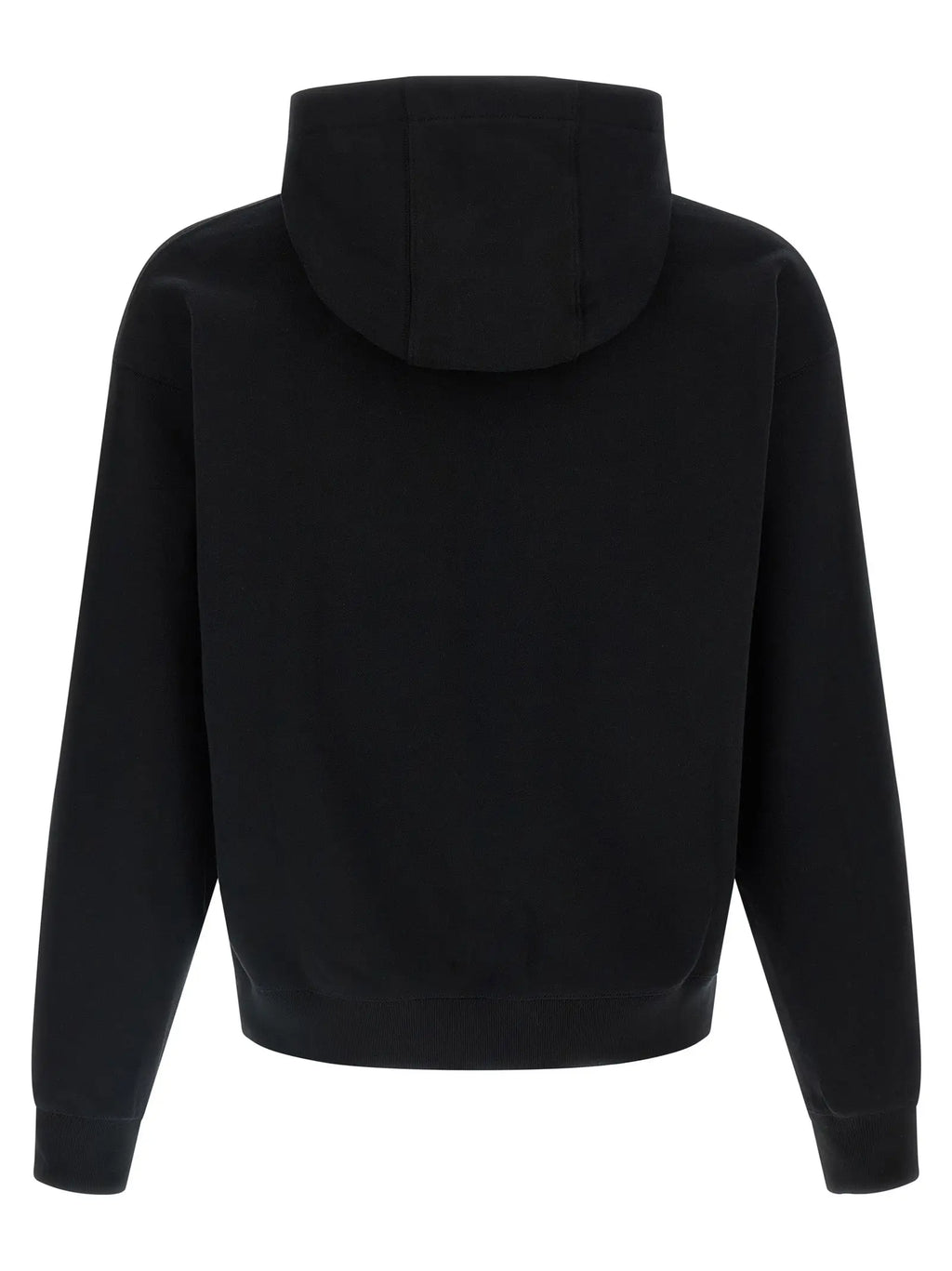 Sweatshirt noir versace en coton avec capuche simple et poignets côtelés pour un style minimaliste