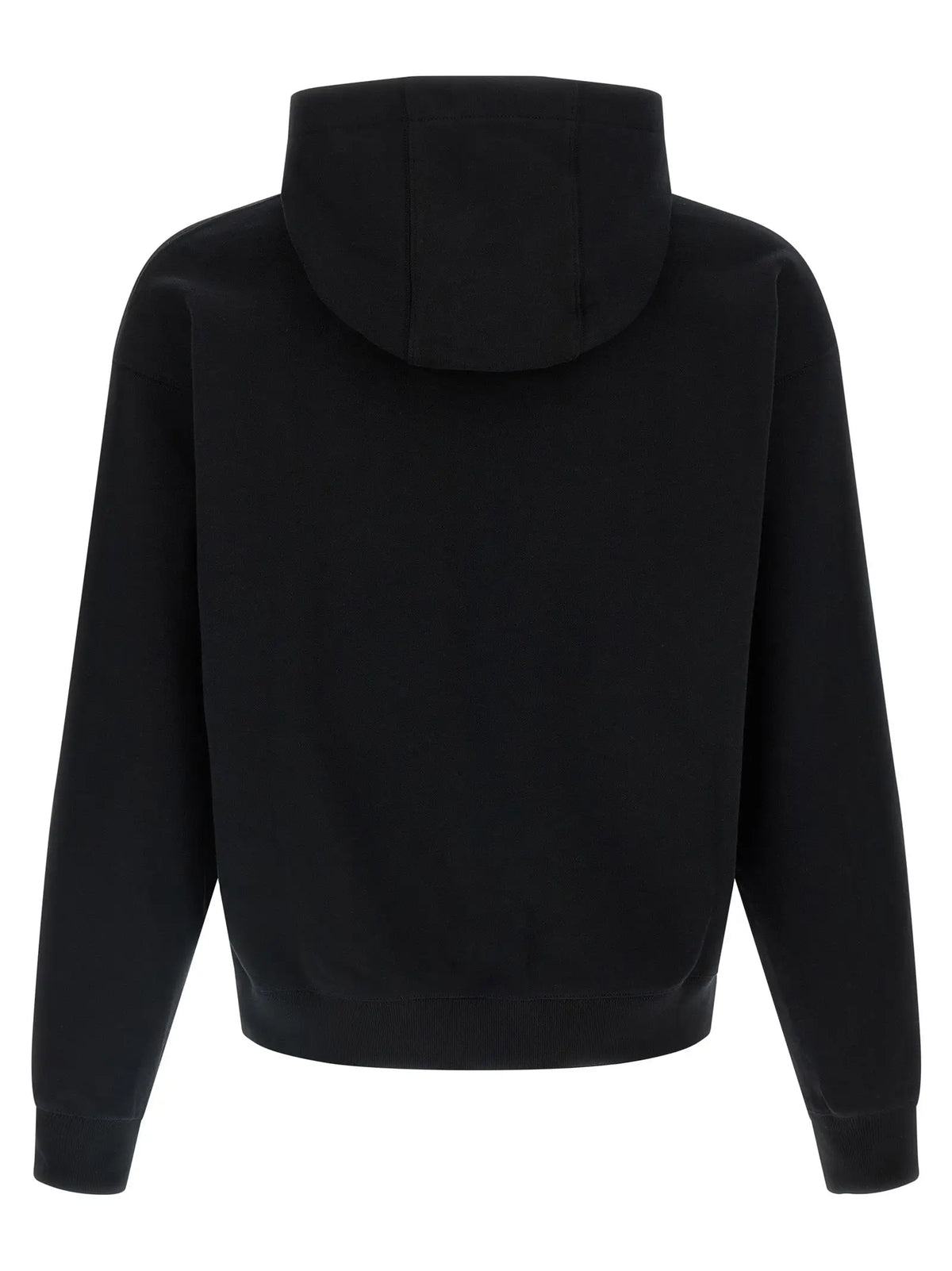 Sweatshirt noir versace en coton avec capuche simple et poignets côtelés pour un style minimaliste