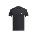 T-shirt versace noir en coton avec petit logo medusa doré sur la poitrine gauche