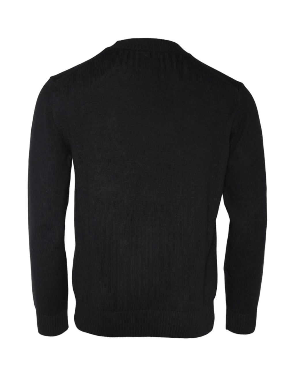 Pull noir en maille côtelée versace avec col rond broderie tête medusa manches longues