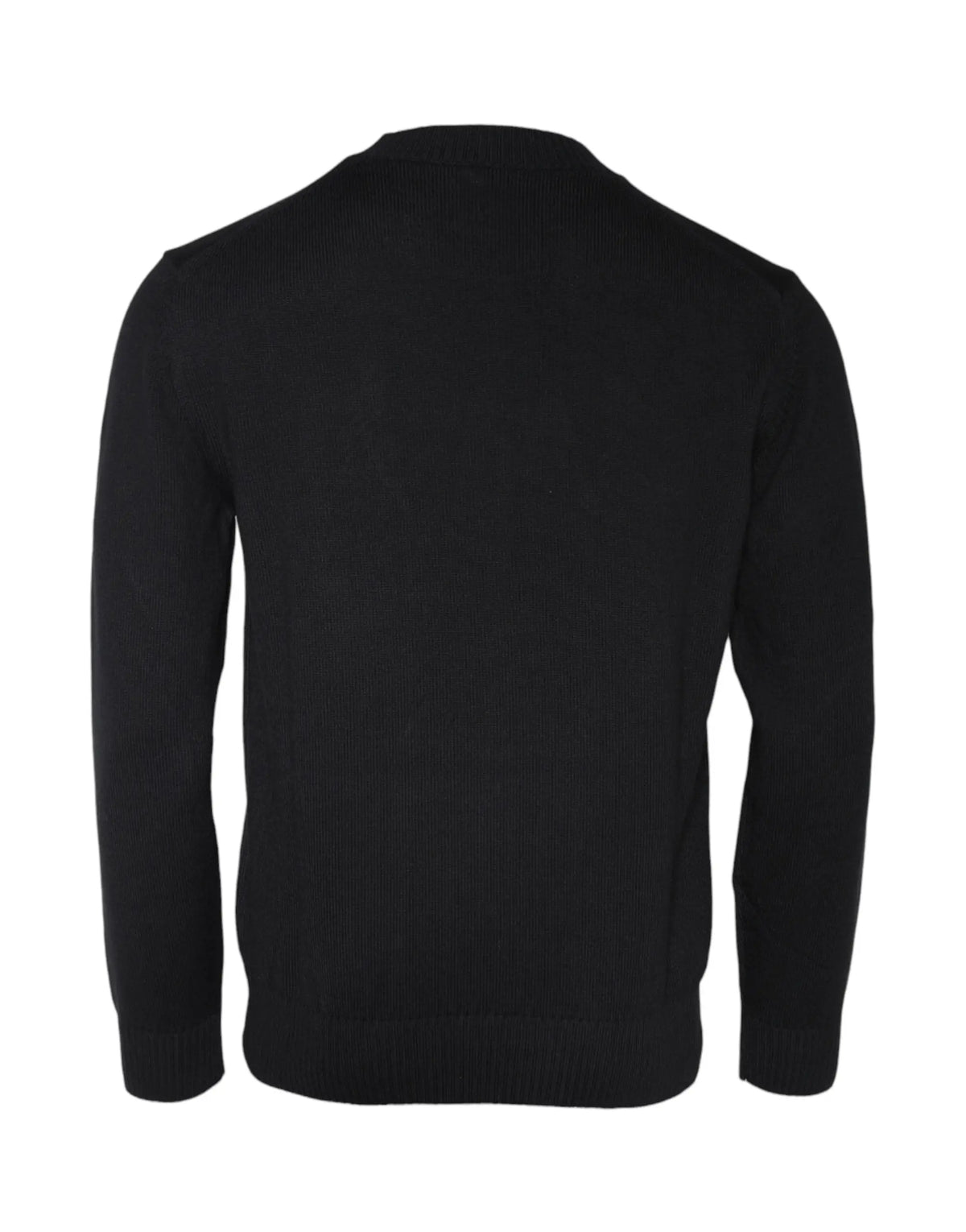 Pull noir en maille côtelée versace avec col rond broderie tête medusa manches longues