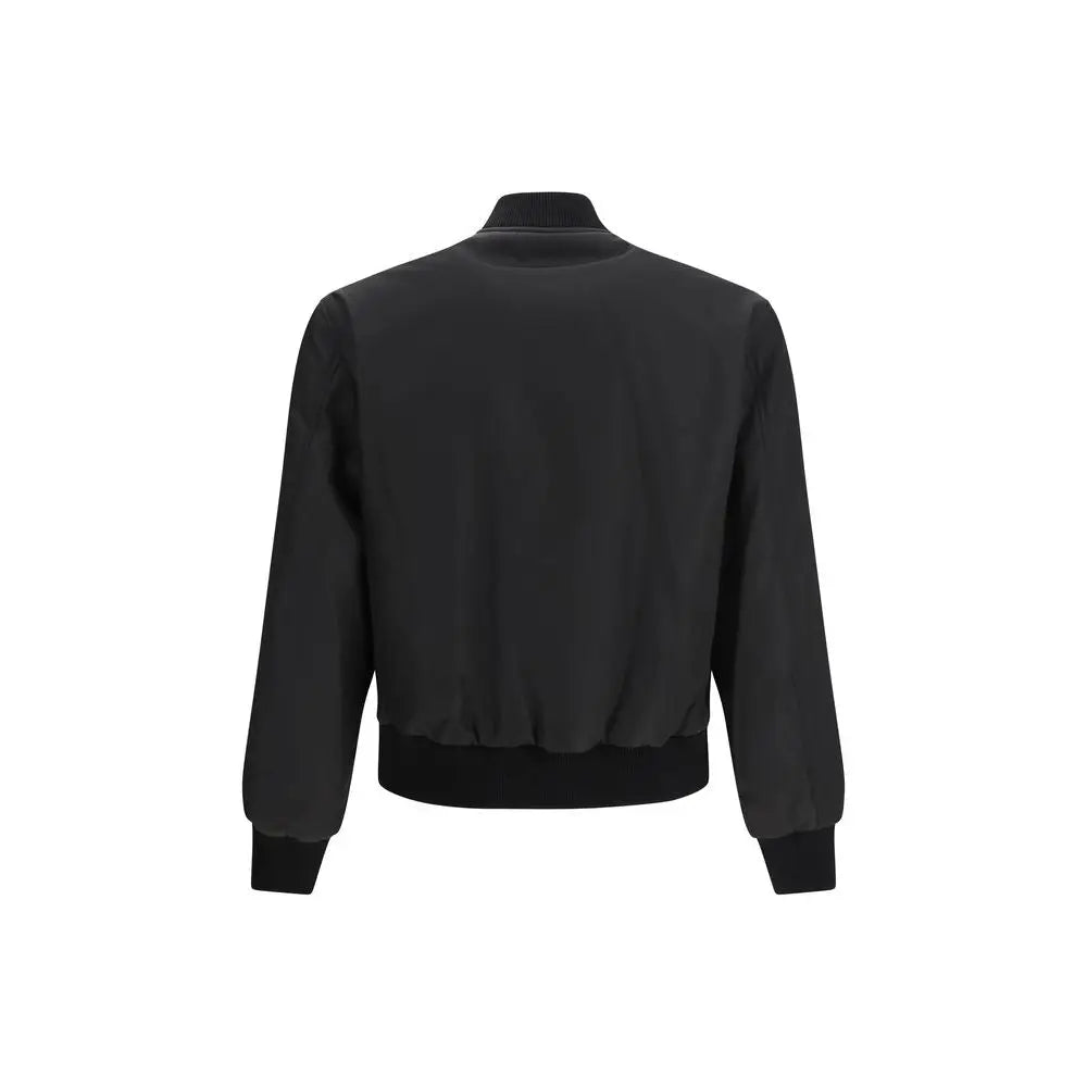 Versace veste bomber noire en polyamide avec poignets, col et ourlet côtelés