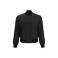 Versace black polyamide bomber jacket with subtle chest logo and ribbed cuffs