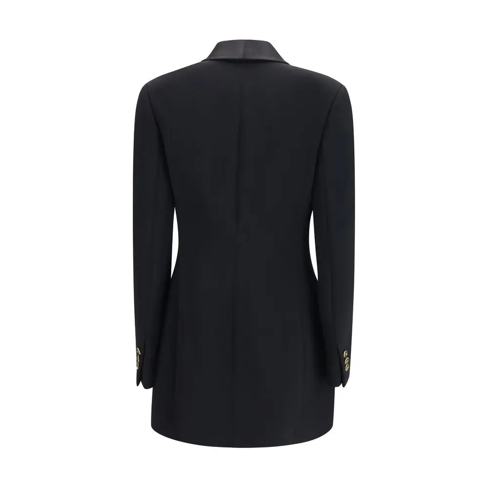 Blazer noir versace en laine avec dos structuré et boutons dorés sur les poignets