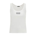 Débardeur blanc en coton de la marque Versace, coupe simple et élégante, visible sur l'image.