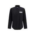 Chemise noire en coton Versace Jeans, élégante chemise pour homme avec logo distinctif, vue de face.