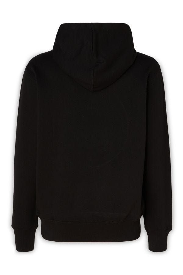 Sweat à capuche en coton noir Versace Jeans avec logo et détails de marque, vue de face.