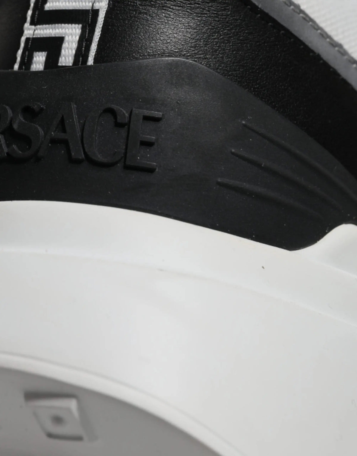 Baskets basses versace multicolor en toile avec branding embossé noir et blanc sur le côté