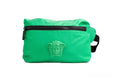 Sac banane versace petit vert vif en nylon mat avec tete medusa vert noir fermeture eclair et sangle