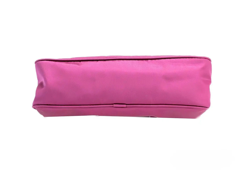 Sac bandoulière versace small dahlia en tissu nylon rose vif avec finition légèrement brillante et couture nette